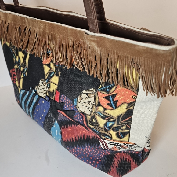 El Paso Saddle Bag Handbag feat: Amado Pena Art on Canvas Southwest Design Bag - Picture 5 of 13